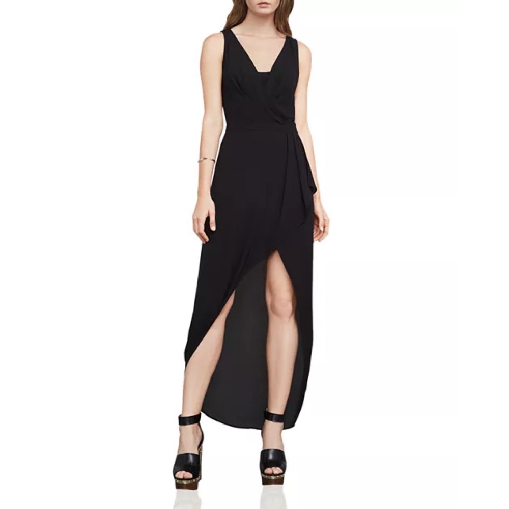 BCBGMAXAZRIA Tobyn Asymmetric Faux-Wrap Dress XXS